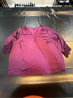 Torrid Plum V-Neck Lace Sleeve Blouse Plus Size 3X
